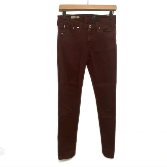Ag Adriano Goldschmied | Pants & Jumpsuits | Ag Adriano Goldschmied Maroon  Burgundy Stilt Cigarette Leg Pants Womens 26r